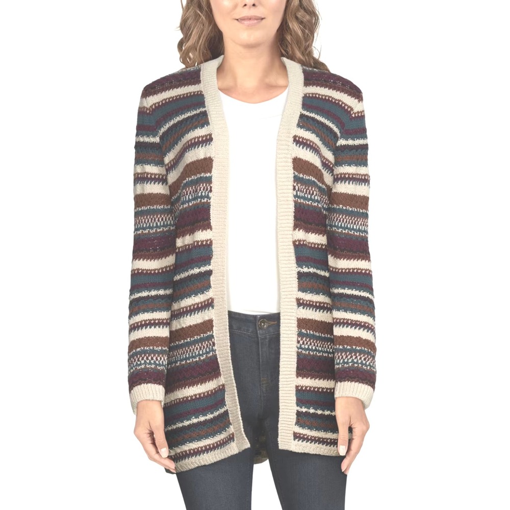Natural Reflections Women's Multi-Stitch Cardigan S Birch Combo‎